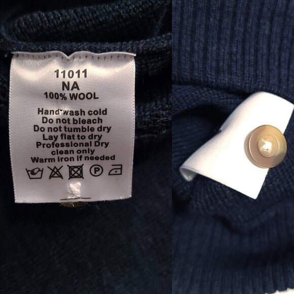 FILSON 100% Wool Polo Sweater Men's XL Navy Jumper Pullover - Picture 7 of 9